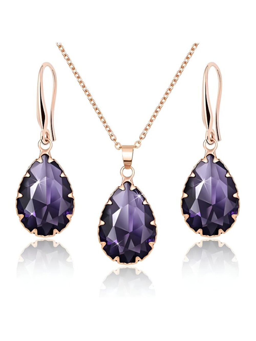 Crystal Jewelry Sets for Women, Imitation Diamond Pendant Necklace,